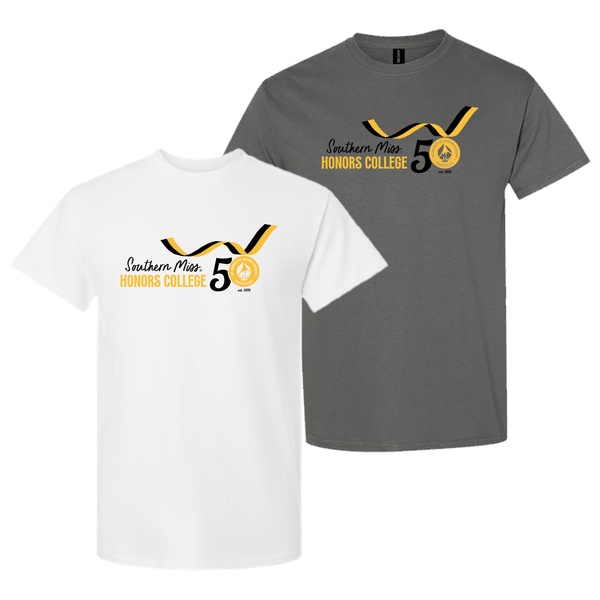 Golden Anniversary Tee Shirts in grey or white