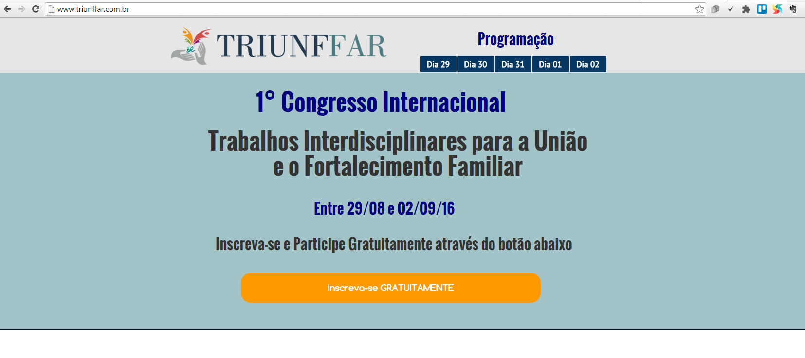 TRIUNFFAR - I congresso online gratuito de Trabalhos Interdisciplinares para a União e Fortalecimento Familiar