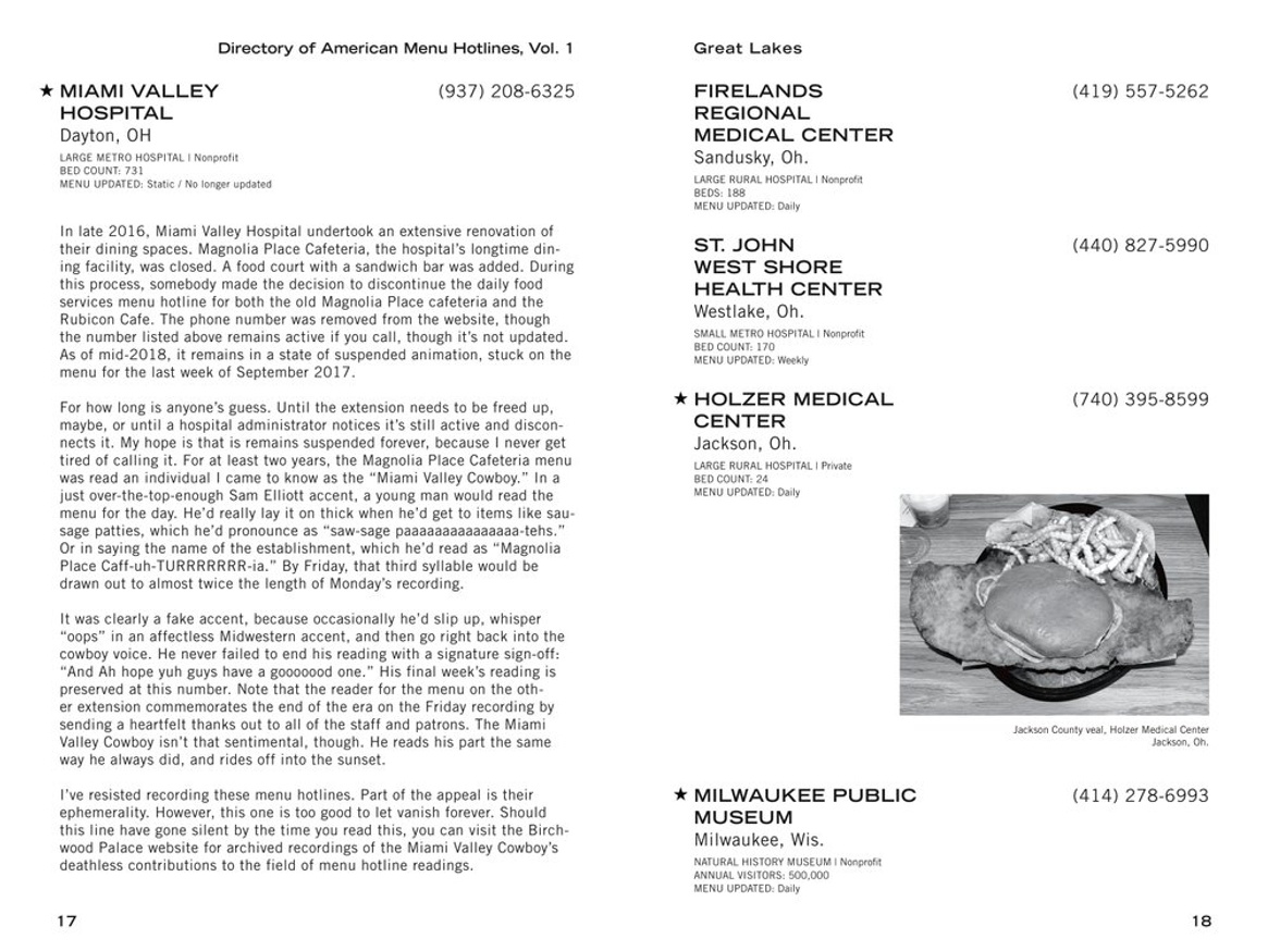 Andy Sturdevant Directory Of American Menu Hotlines Printed Matter