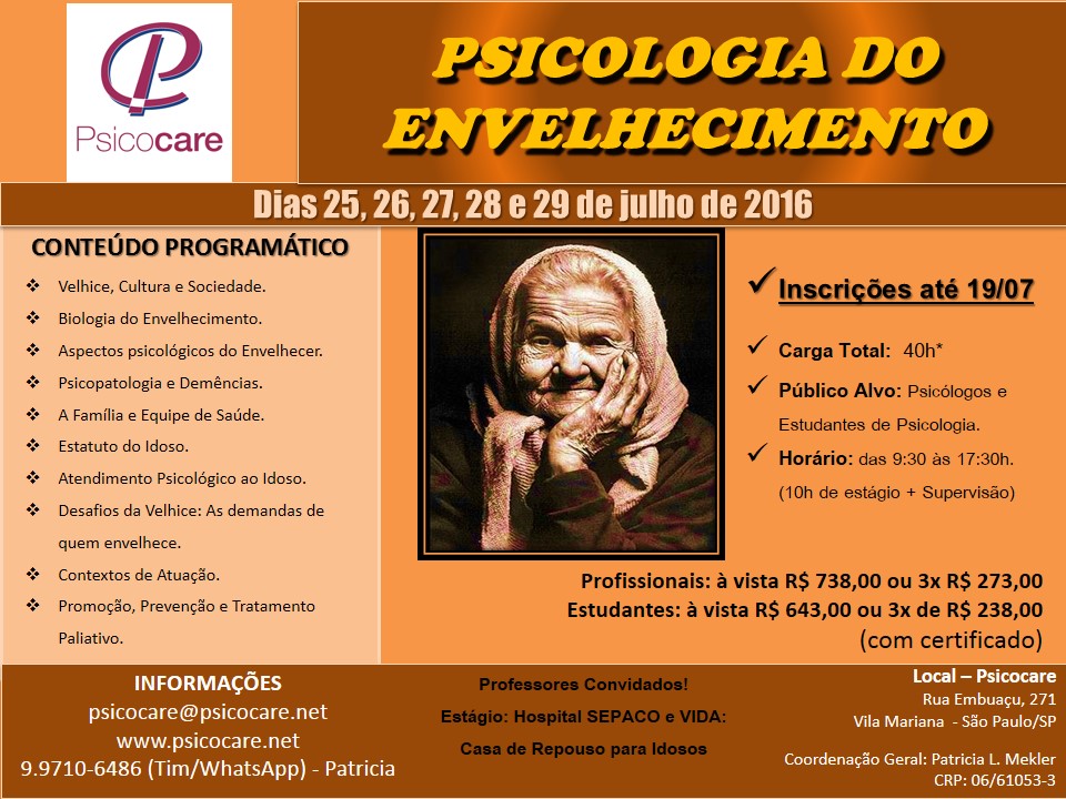 CURSO: PSICOLOGIA DO ENVELHECIMENTO