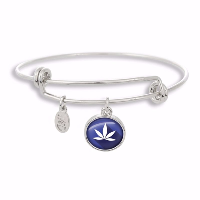 Photo of Cannabis Icon-O-Pop Collection Adjustable Bangle Bracelet (MaryJ Blue)