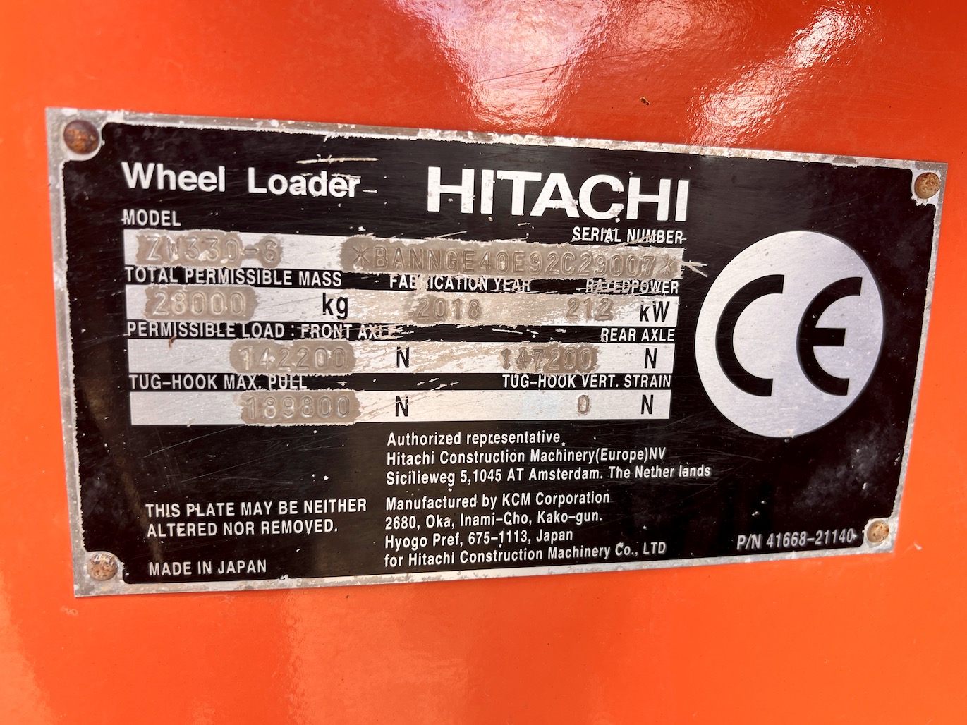 Photo of a 2018 Hitachi ZW330-6