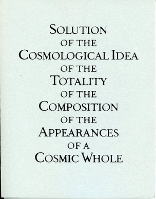 Solution of the Cosmological Idea of the Totality of the Composition of the Appearances of a Cosmic Whole