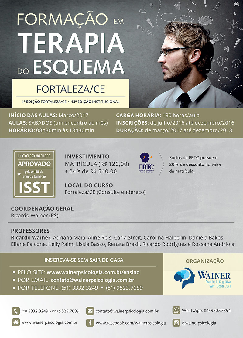 Curso de Formação em Terapia do Esquema - 1ª edição Fortaleza