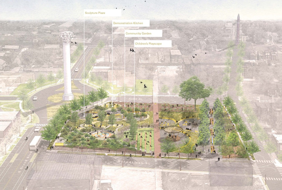 Architectural rendering of city park