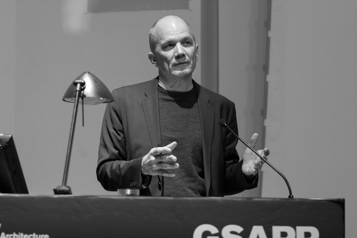 Michael Maltzan at Columbia University's Graduate School of Architecture, Planning, and Preservation, April 15, 2015.