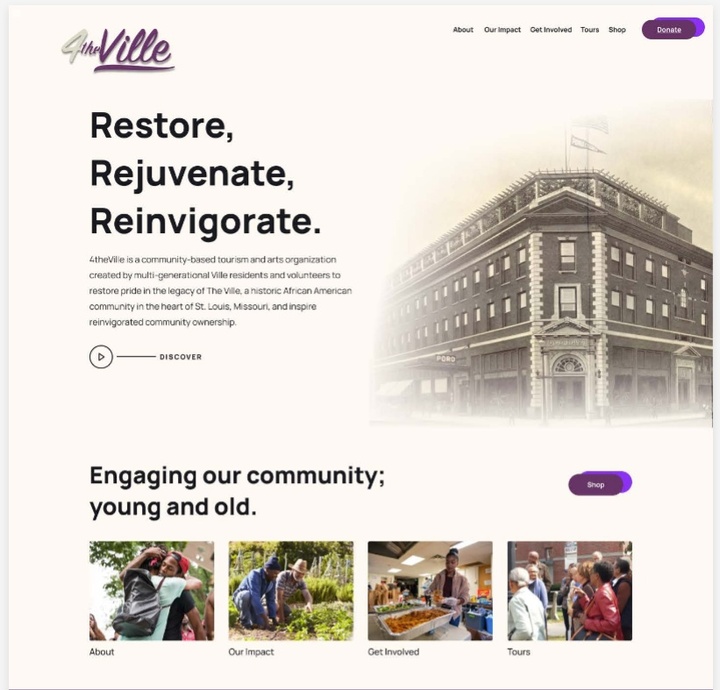 Screenshot of a mockup of a website titled “Restore, Rejuvenate, Reinvigorate” 