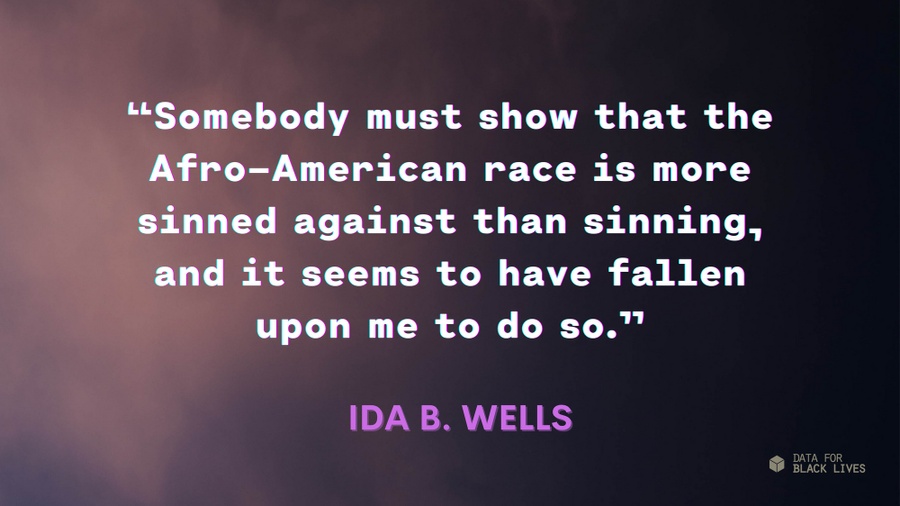 Somebody must show that the Afro-American race is more sinned against than sinning, and it seems to have fallen upon me to do so Idea B. Wells