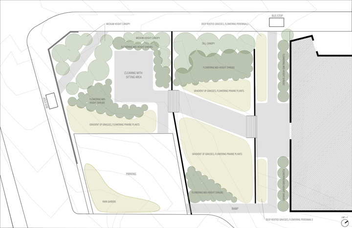 Site plan showing walkways. 