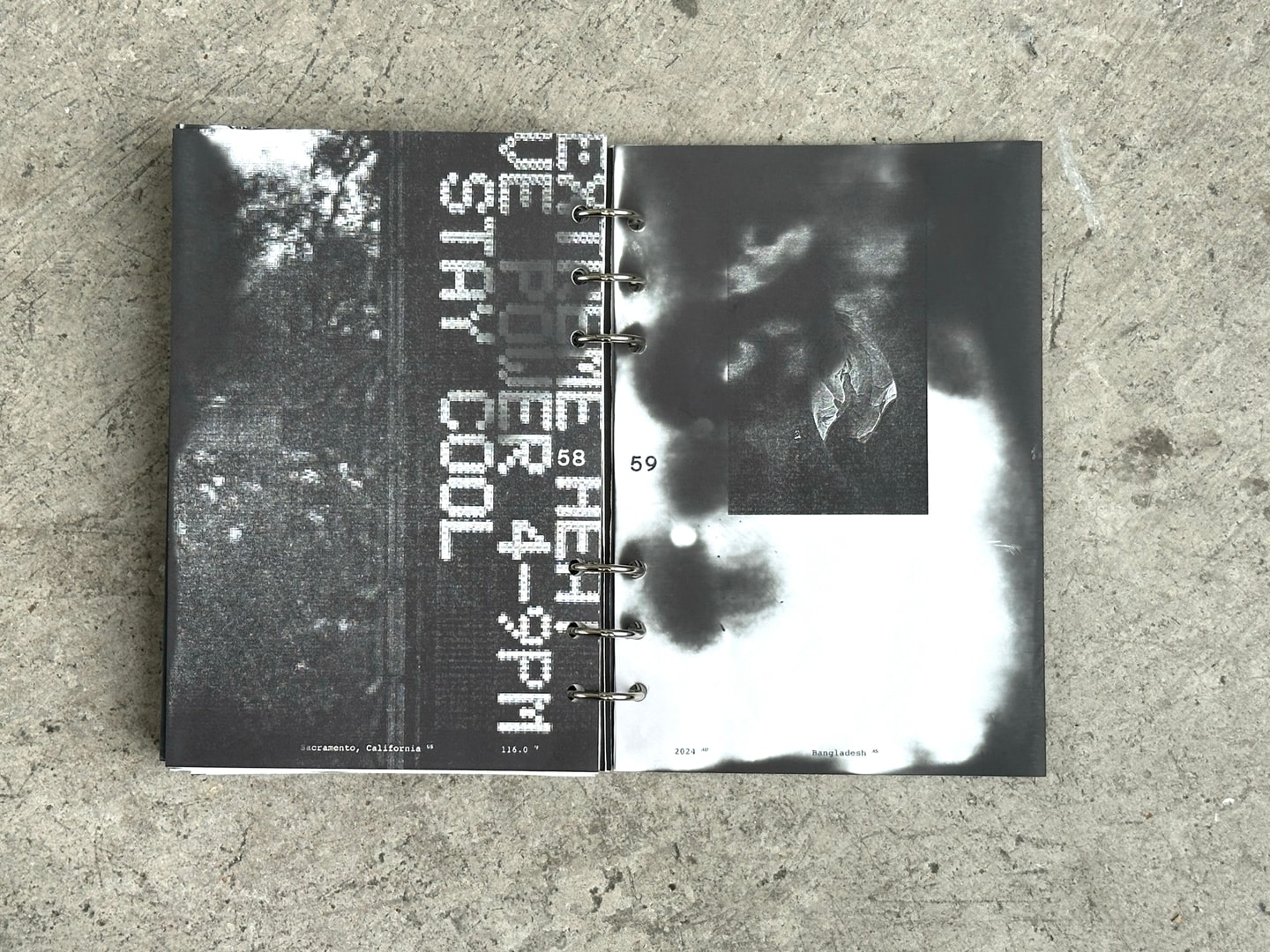 open pages from book, "Heat Index"