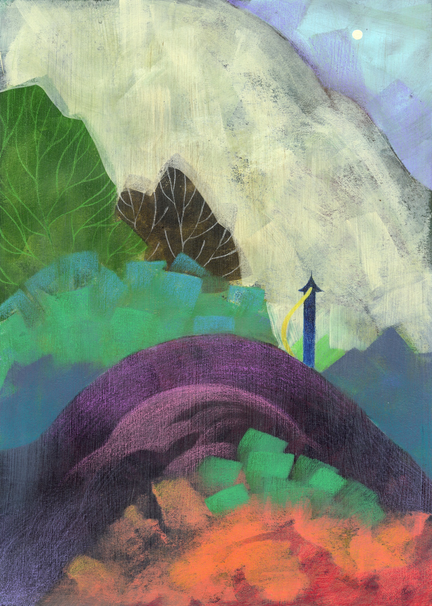 Abstract, colorful, scenic composition.