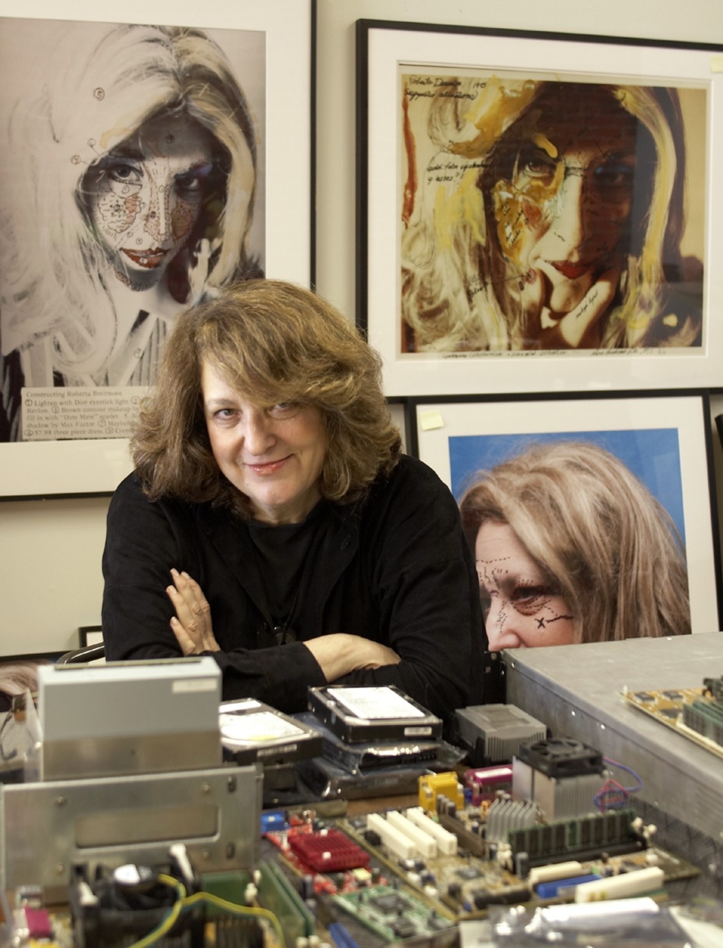 Portrait of Lynn Hershman Leeman in her studio