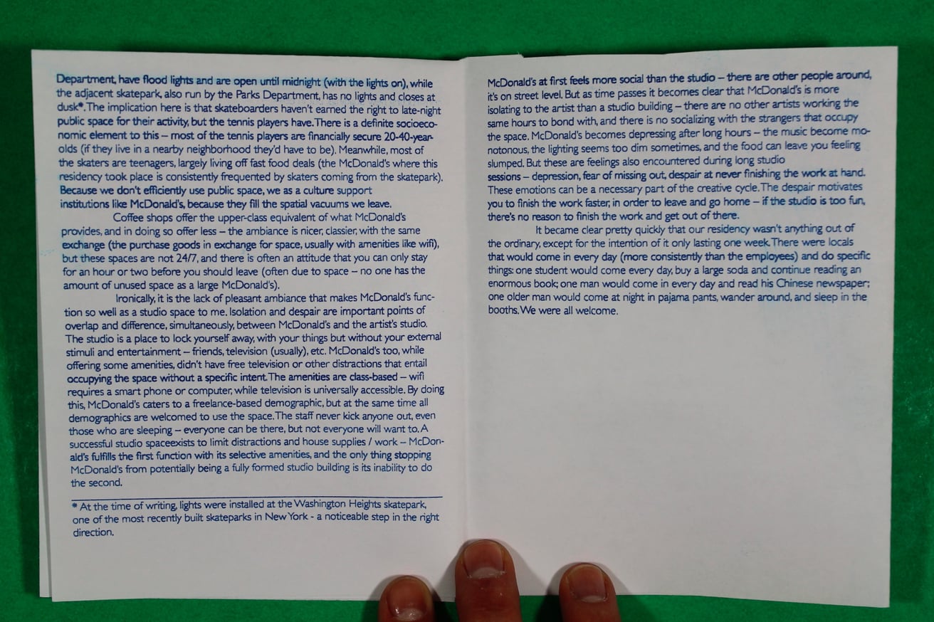 Thought on the Residency at McDonald's, Studio Practice, and Public Space thumbnail 4