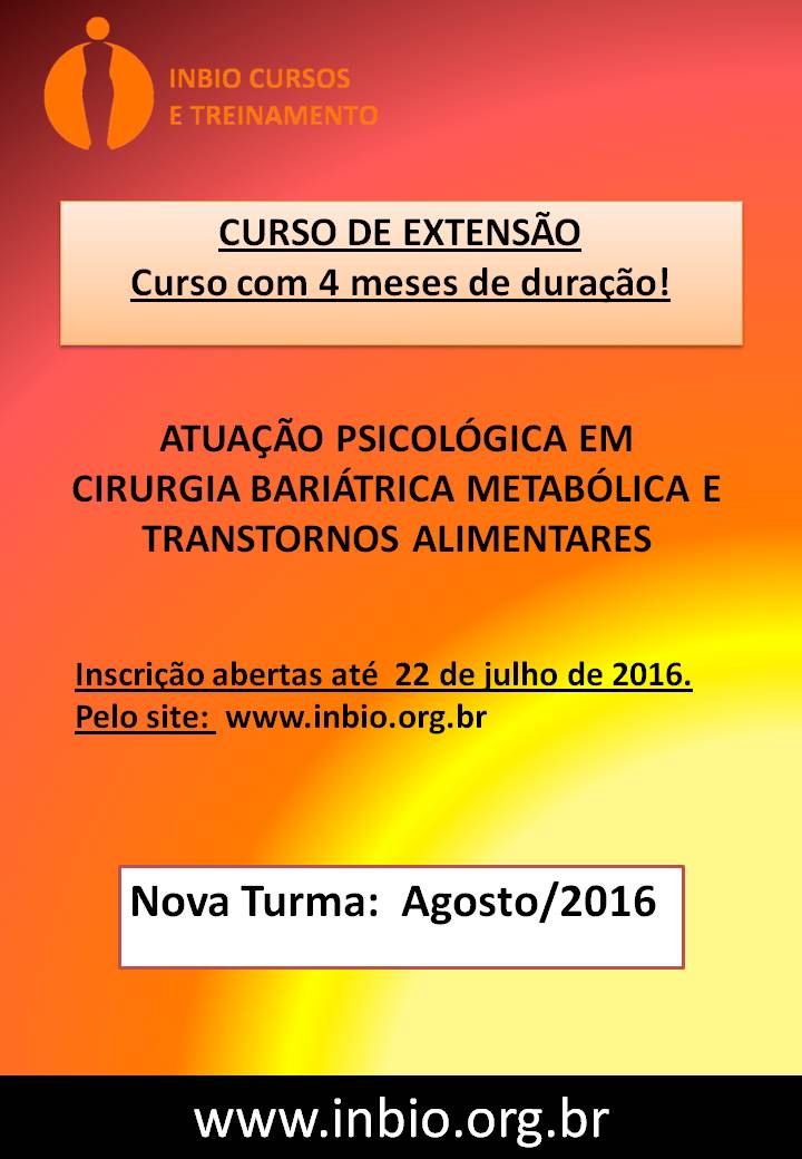 Curso de extensão: atuação psicológica em cirurgia bariátrica, metabólica e transtornos alimentares