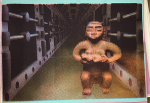 Mujer con hijo en túnel sci fi