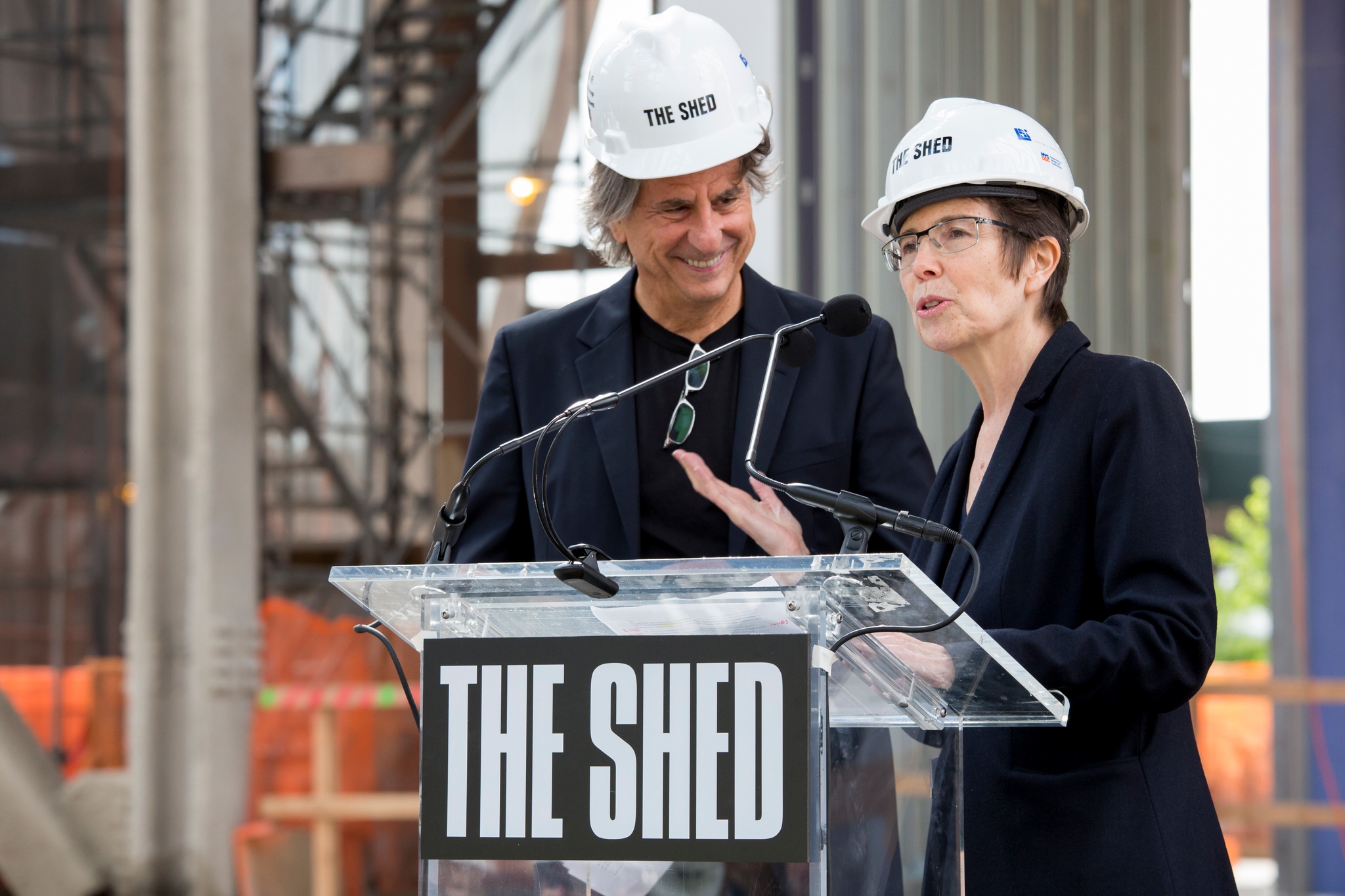 David Rockwell, of Rockwell Group, Collaborating Architect, and Liz Diller, of Diller Scofidio + Renfro, Lead Architect, at The Shed's First Reveal in May 2017.