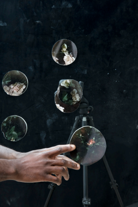 Darkroom Mirror with Roses at Night, 2018