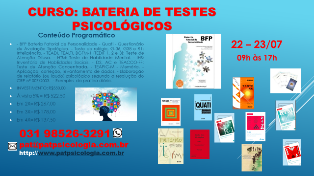 Curso: Bateria geral de testes psicológicos