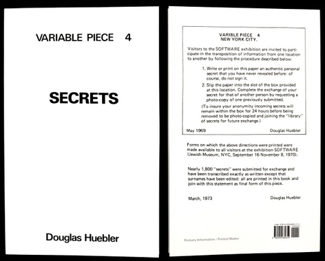 New Publication: Douglas Huebler - Variable Piece 4: Secrets