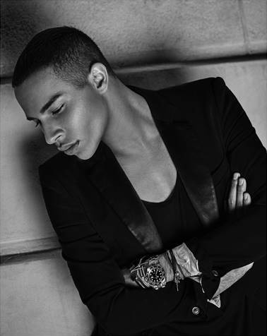 A portrait of Balmain's creative director Olivier Rousteing