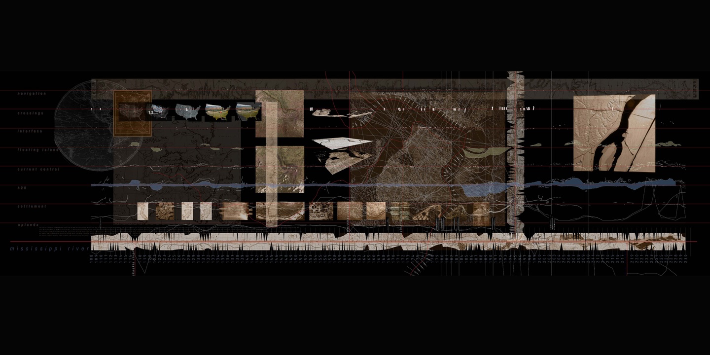 Large-format board of US maps and renderings