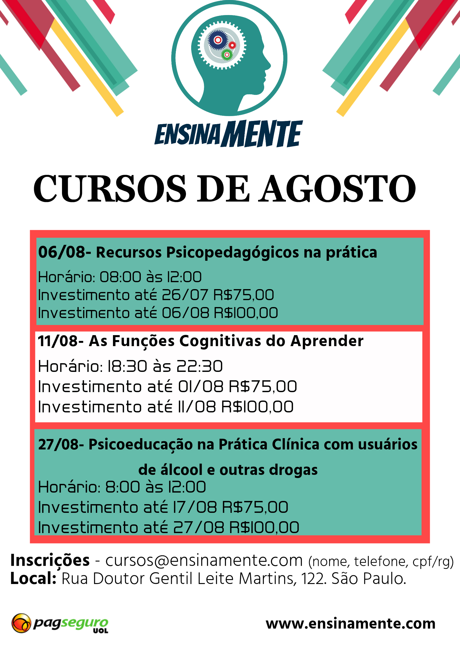 EnsinaMente - Cursos de Agosto