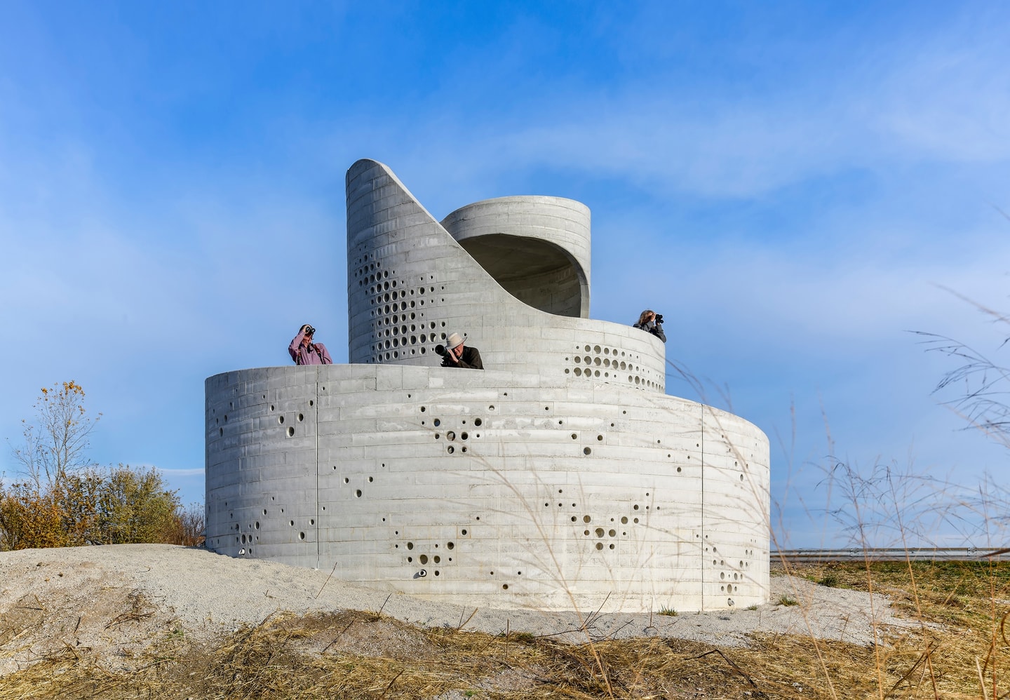 large concrete bird blind
