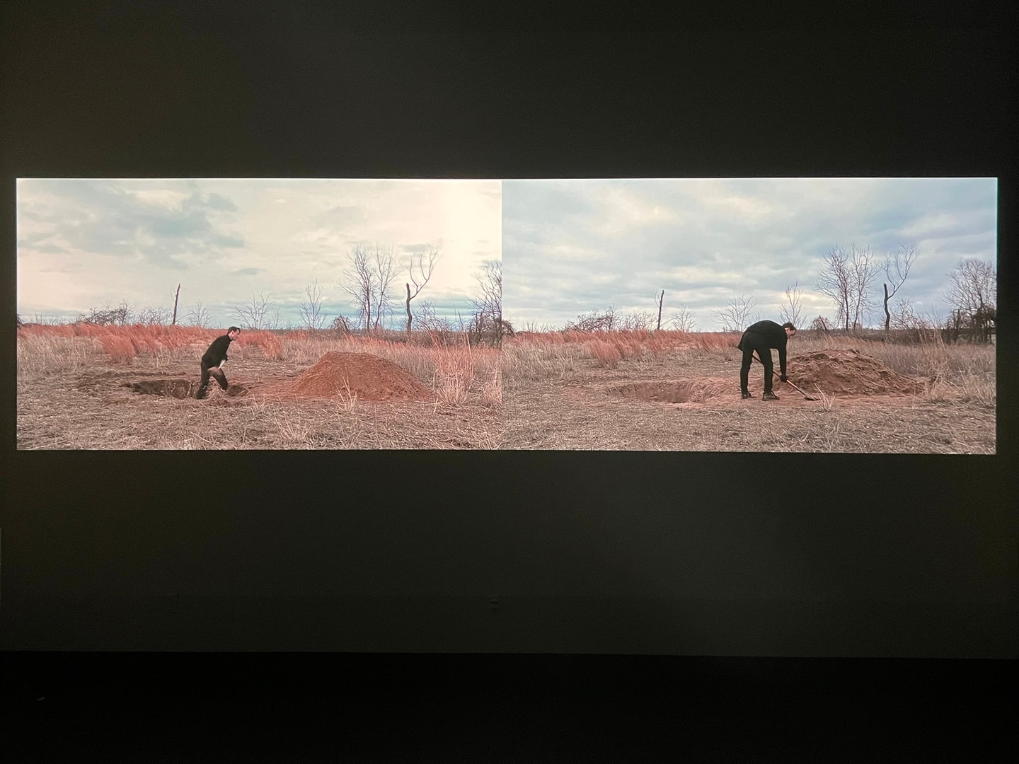 Splitscreen of a man working in a field