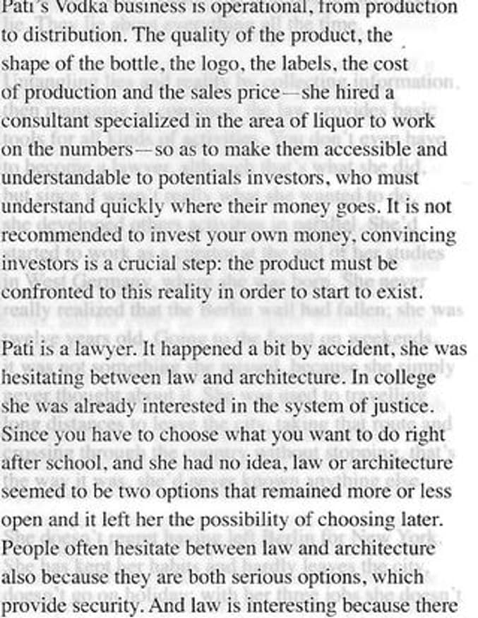 Untitled (Pati's vodka business...)