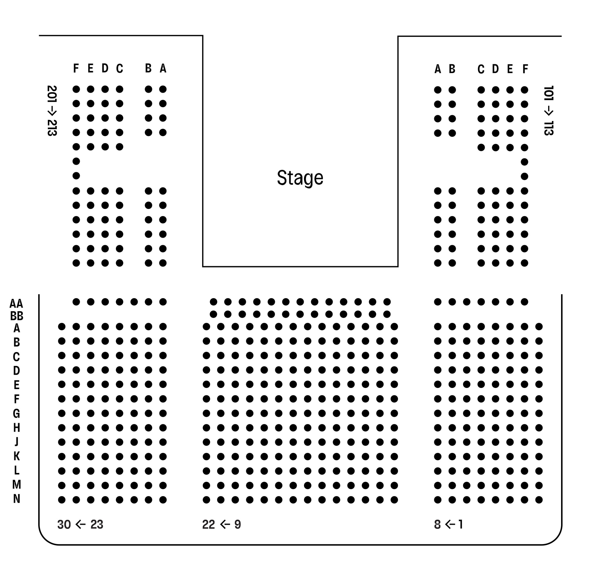 A seat map of the house for Straight Line Crazy