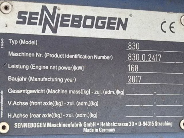 Used 2017 Sennebogen 830E For Sale