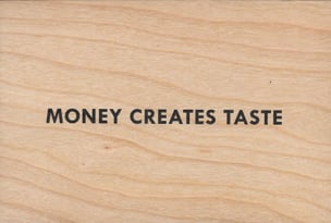 Money Creates Taste Wooden Postcard