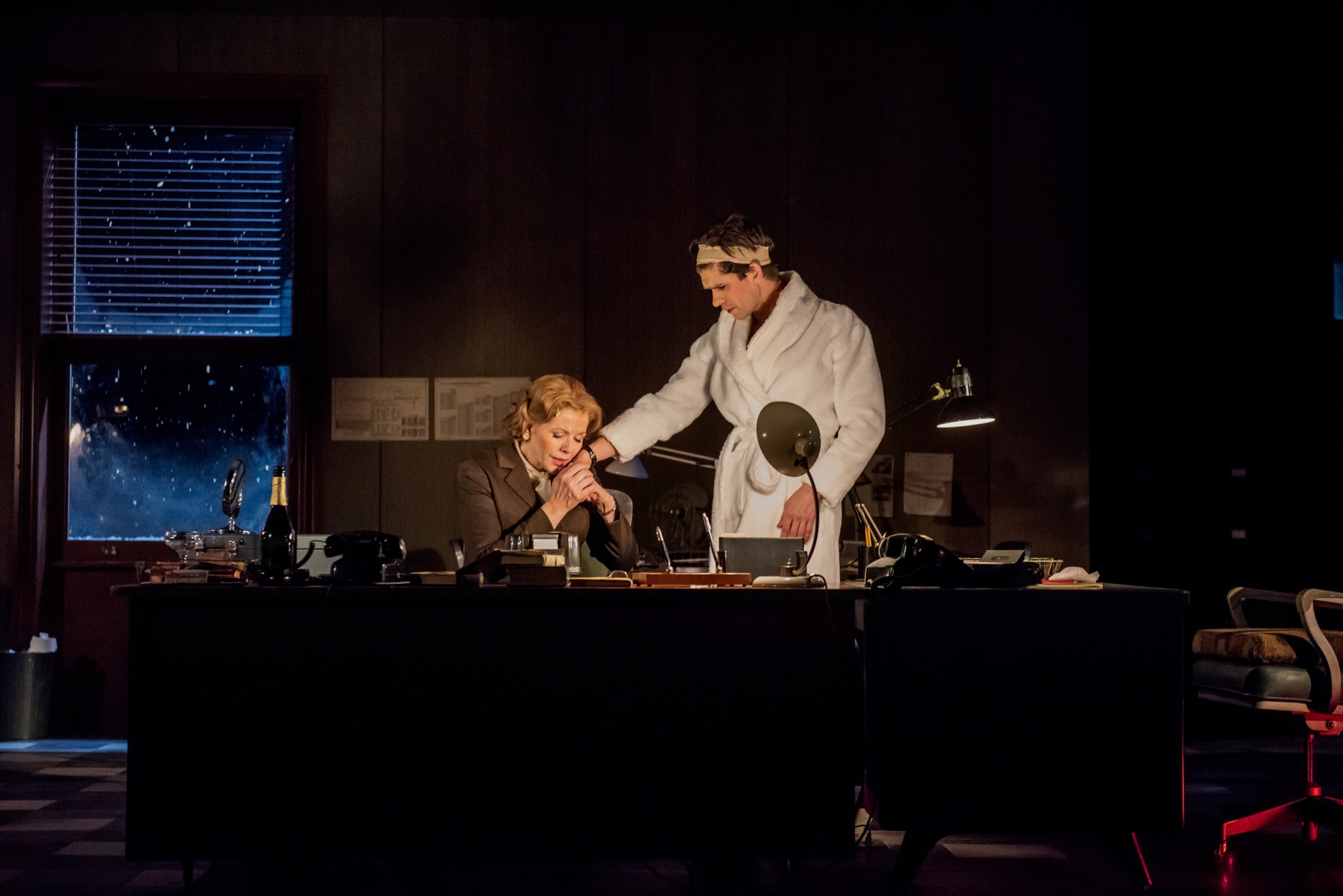 Renée Fleming and Ben Whishaw performing on stage in Norma Jeane Baker of Troy