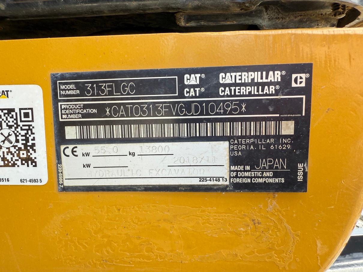 Used 2018 Caterpillar 313 FL (AD) For Sale