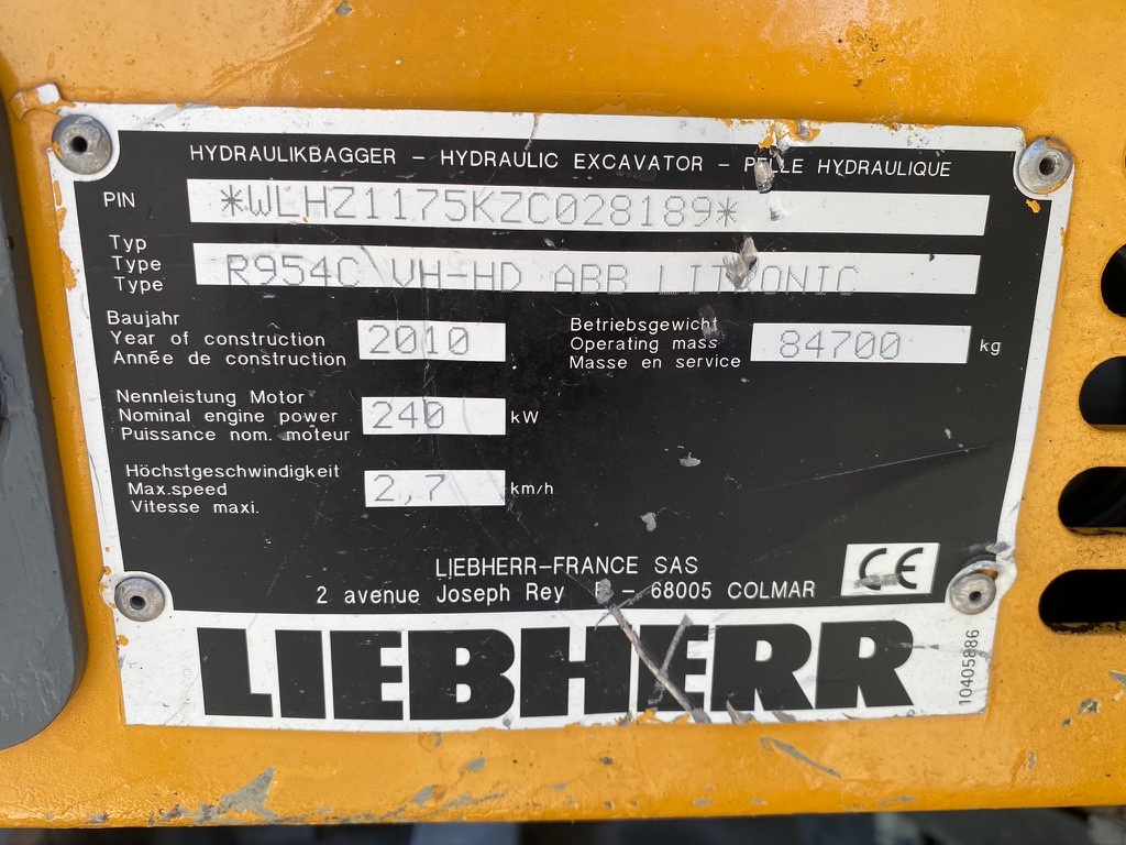 Used 2010 Liebherr R954C VH-HDW For Sale