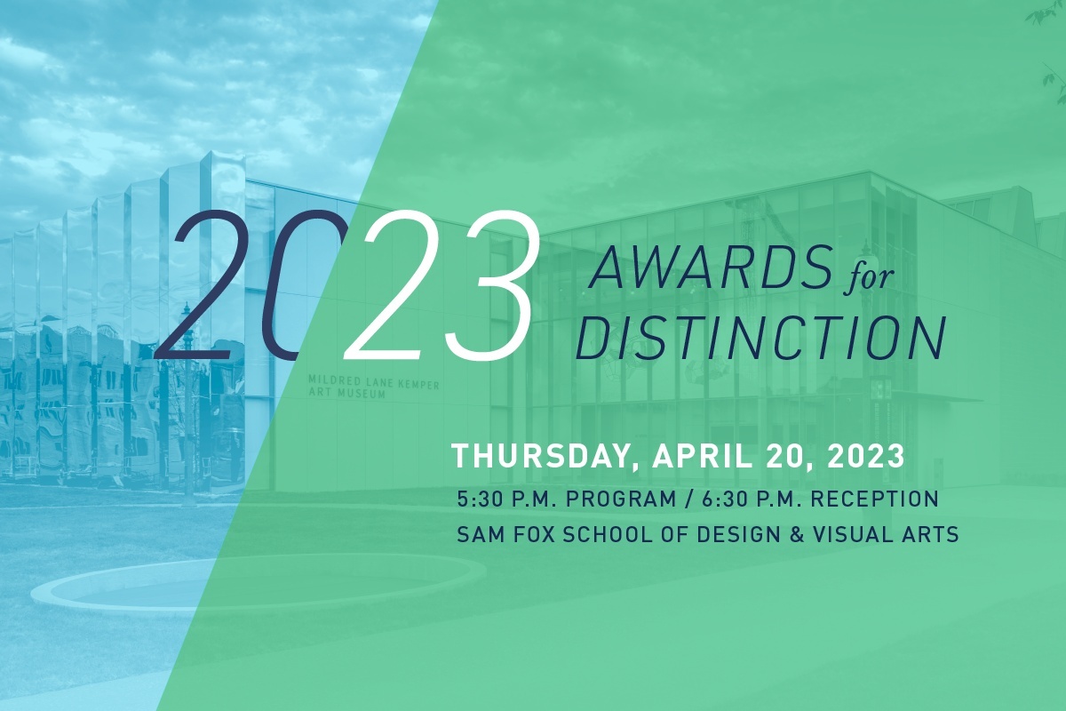Event graphic with the words 2023 Awards for Distinction. Thursday, April 20, 2023.