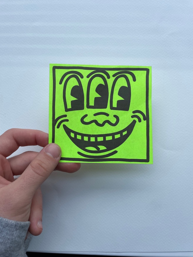 Keith Haring Pop Shop Sticker: 3 Eyed Smiling Face thumbnail 2