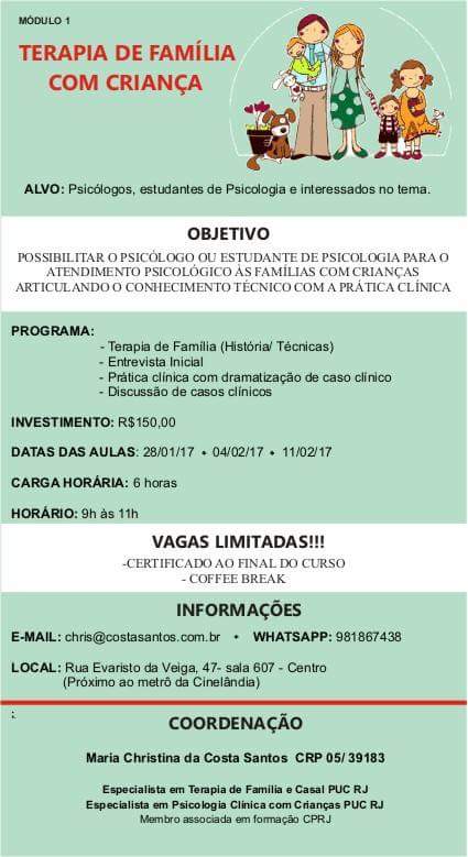 CURSO DE TERAPIA DE FAMÍLIA COM CRIANÇA