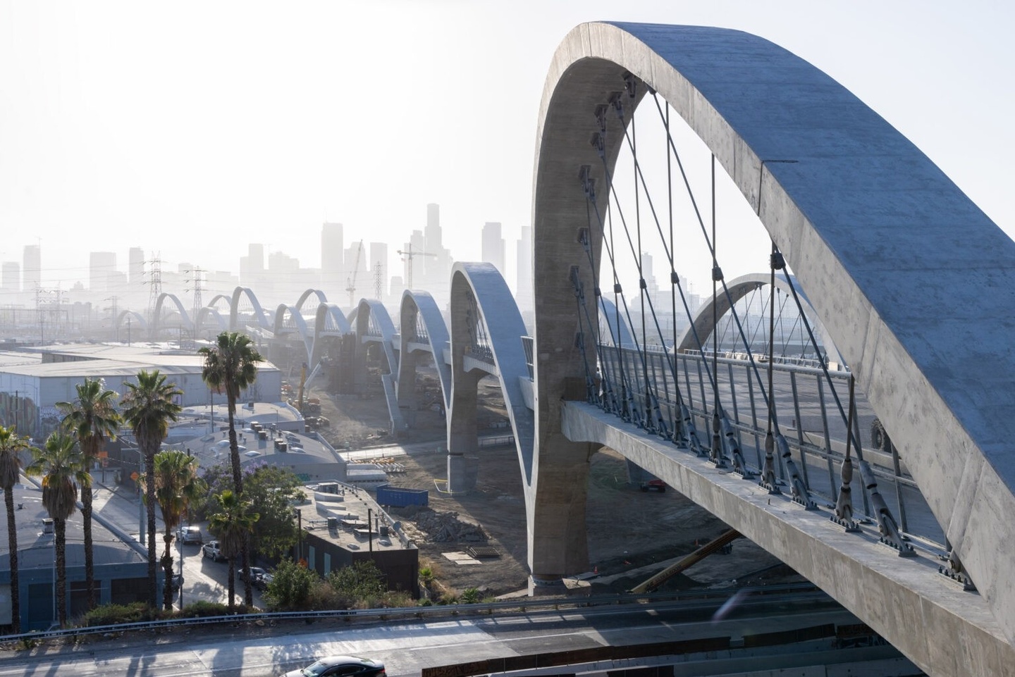 image of the 3,500-foot-long Sixth Street Viaduct in Los Angeles