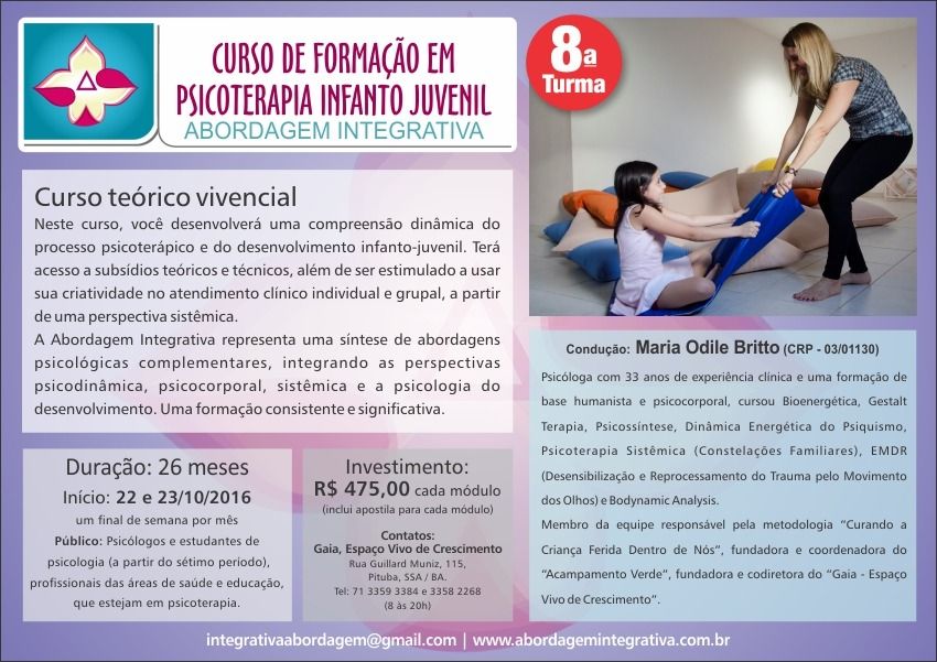 Curso de Formação em psicoterapia Infanto juvenil na abordagem Integrativa