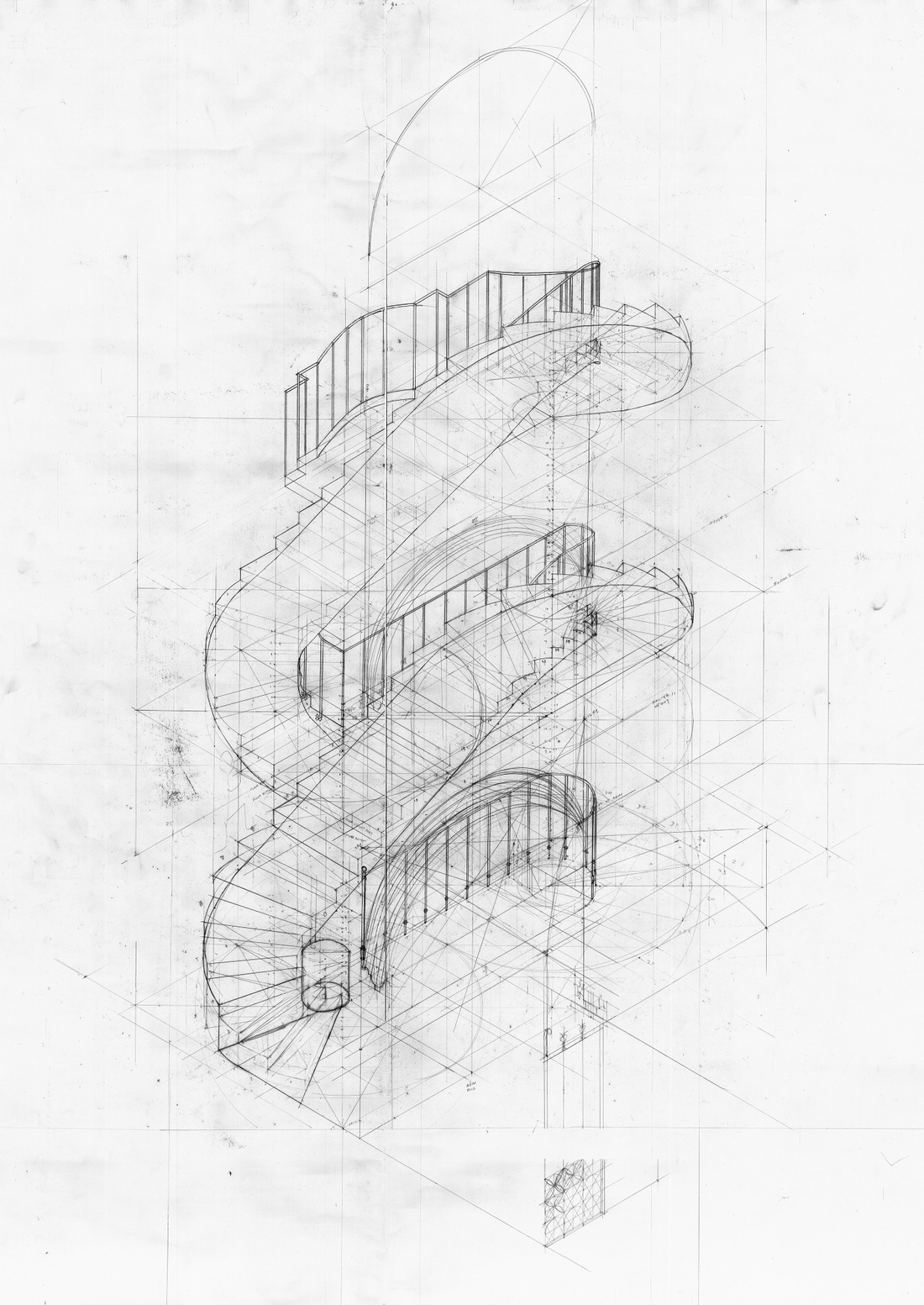 Handdrawn staircase by Winston Yuen.