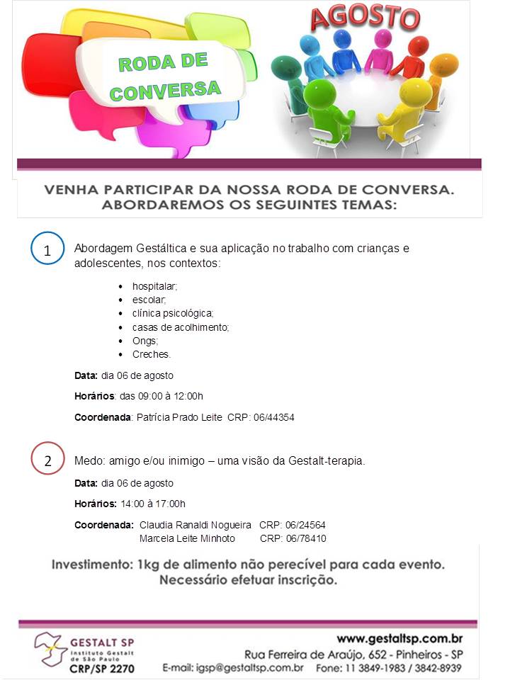 Roda de Conversa em agosto