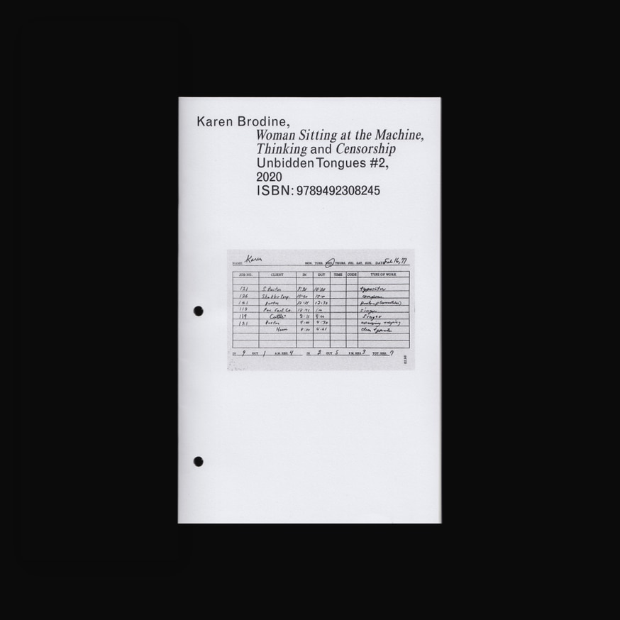 Unbidden Tongues #2: Karen Brodine: Woman Sitting at the Machine Thinking and Censorship