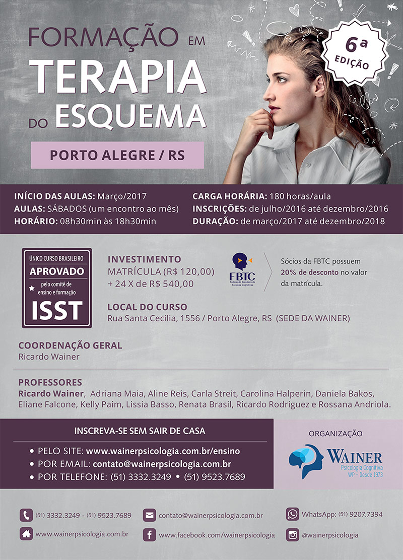 Curso de Formação em Terapia do Esquema - 6ª edição Porto Alegre