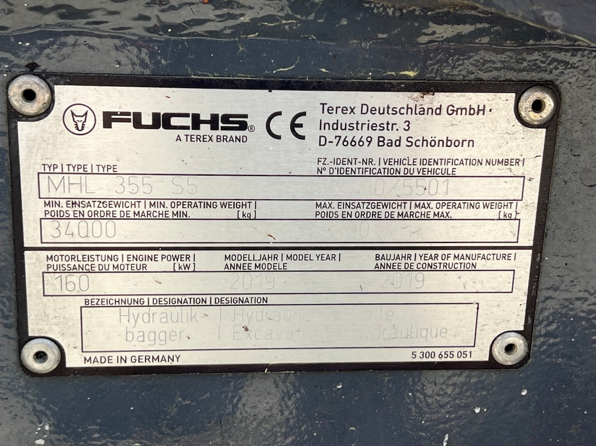 Used 2019 KTEG (Fuchs) KMC355F BT For Sale
