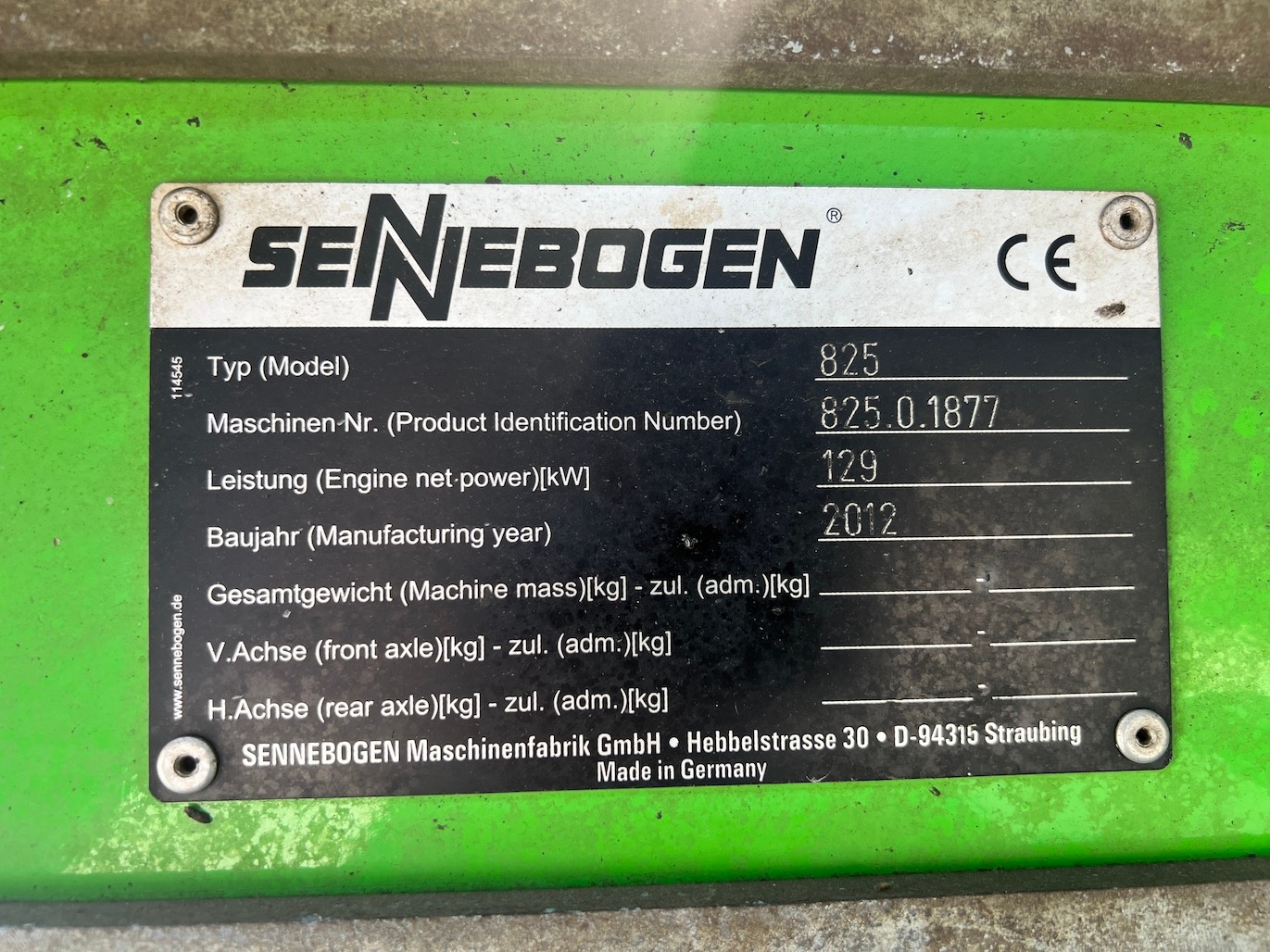 Used 2012 Sennebogen 825M For Sale