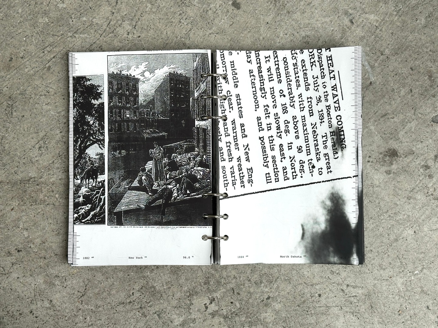 open pages from book, "Heat Index"