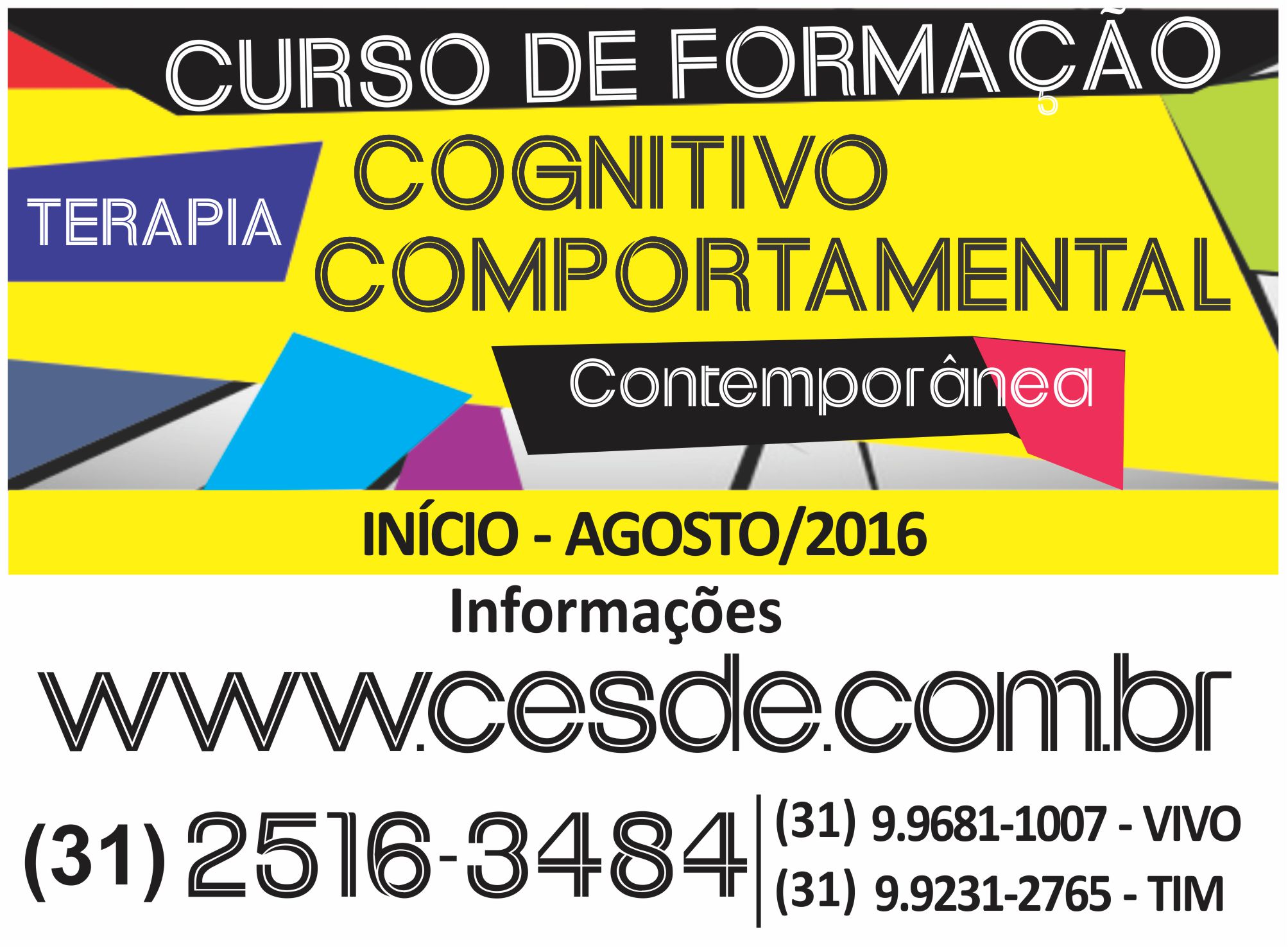 Formação em Terapia Cognitivo-comportamental Contemporânea em Belo Horizonte
