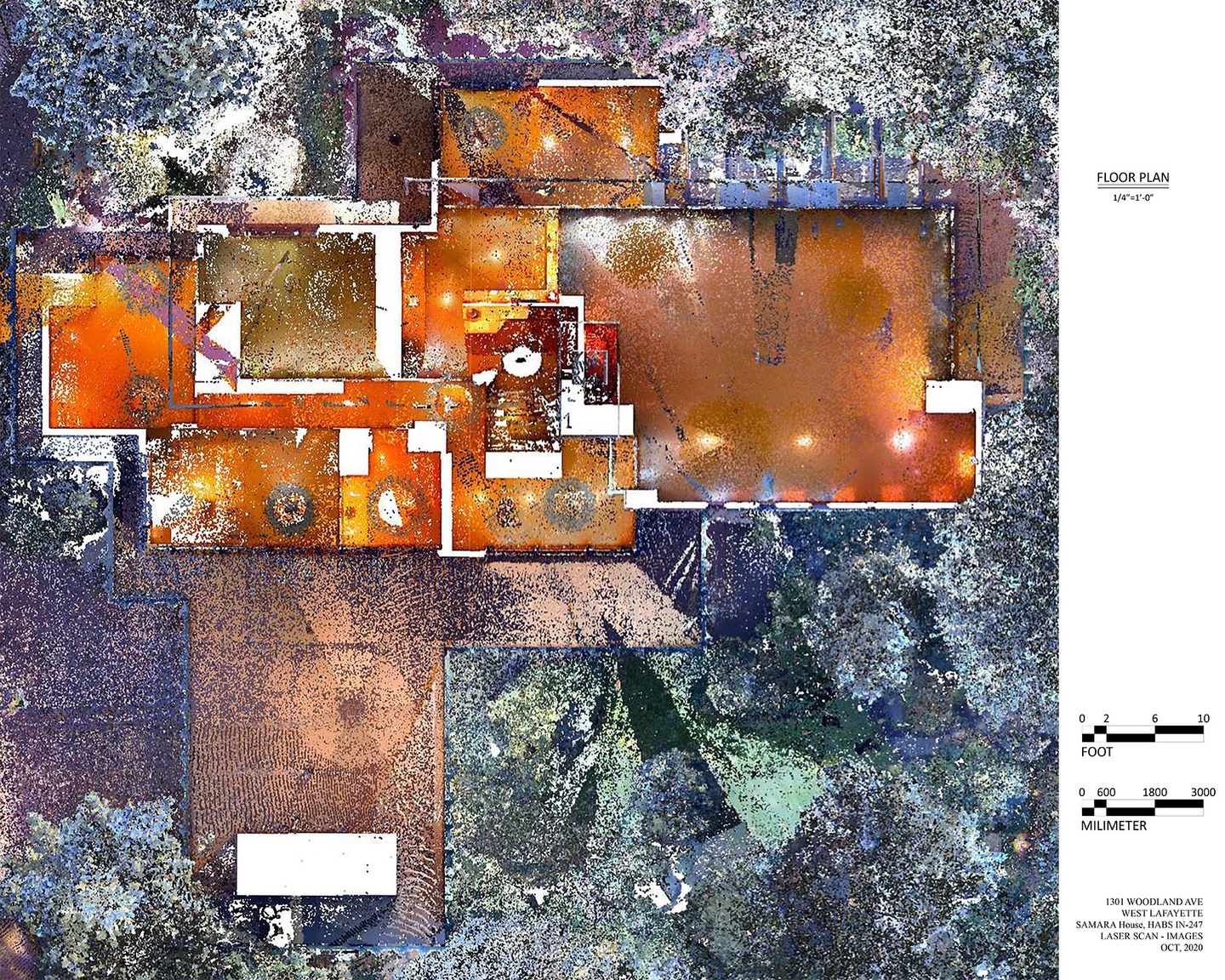 Scaled orthographic rendering, SAMARA House floor plan