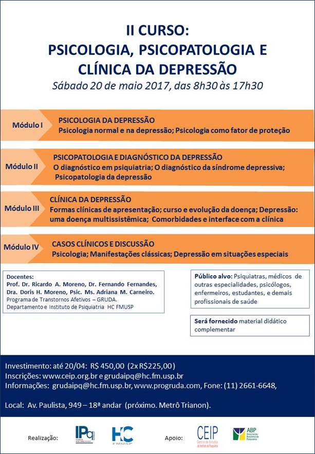 Curso Psicologia, Psicopatologia e Clínica da Depressão